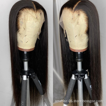 180% 250% Density Straight Hair Transparent Full Lace Frontal Wig Raw Indian Virgin Human Hair HD Lace Front Wig For Black Women